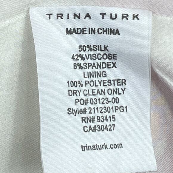 Trina Turk Pink Orange Floral Silk Mini Dress Size S Small Boho Tassle Tie - Picture 11 of 12